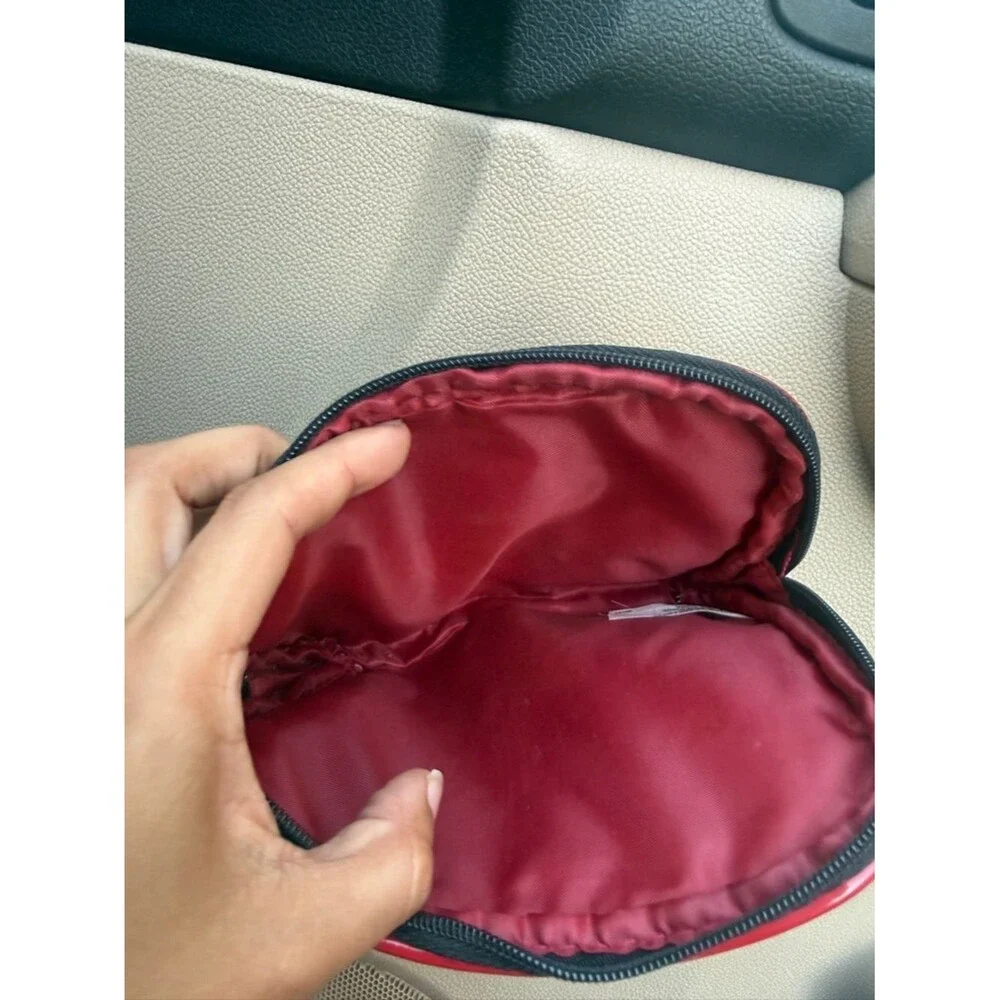 Patchwork Cosmetic Pouch y2k 90s Black, Red, White make up small zip A17